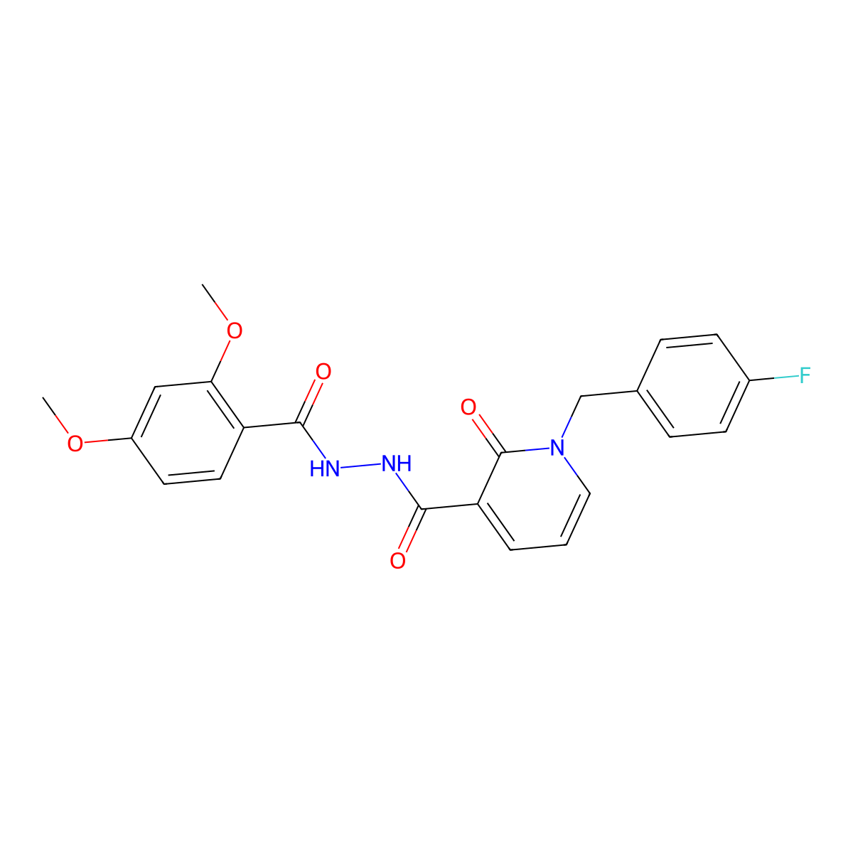 N'-(2,4-dimethoxybenzoyl)-1-(4-fluorobenzyl)-2-oxo-1,2-dihydropyridine-3-carbohydrazide molecular structure, CAS 1105243-14-8