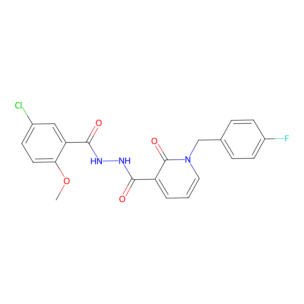 N'-(5-chloro-2-methoxybenzoyl)-1-(4-fluorobenzyl)-2-oxo-1,2-dihydropyridine-3-carbohydrazide molecular structure, CAS 1105243-18-2