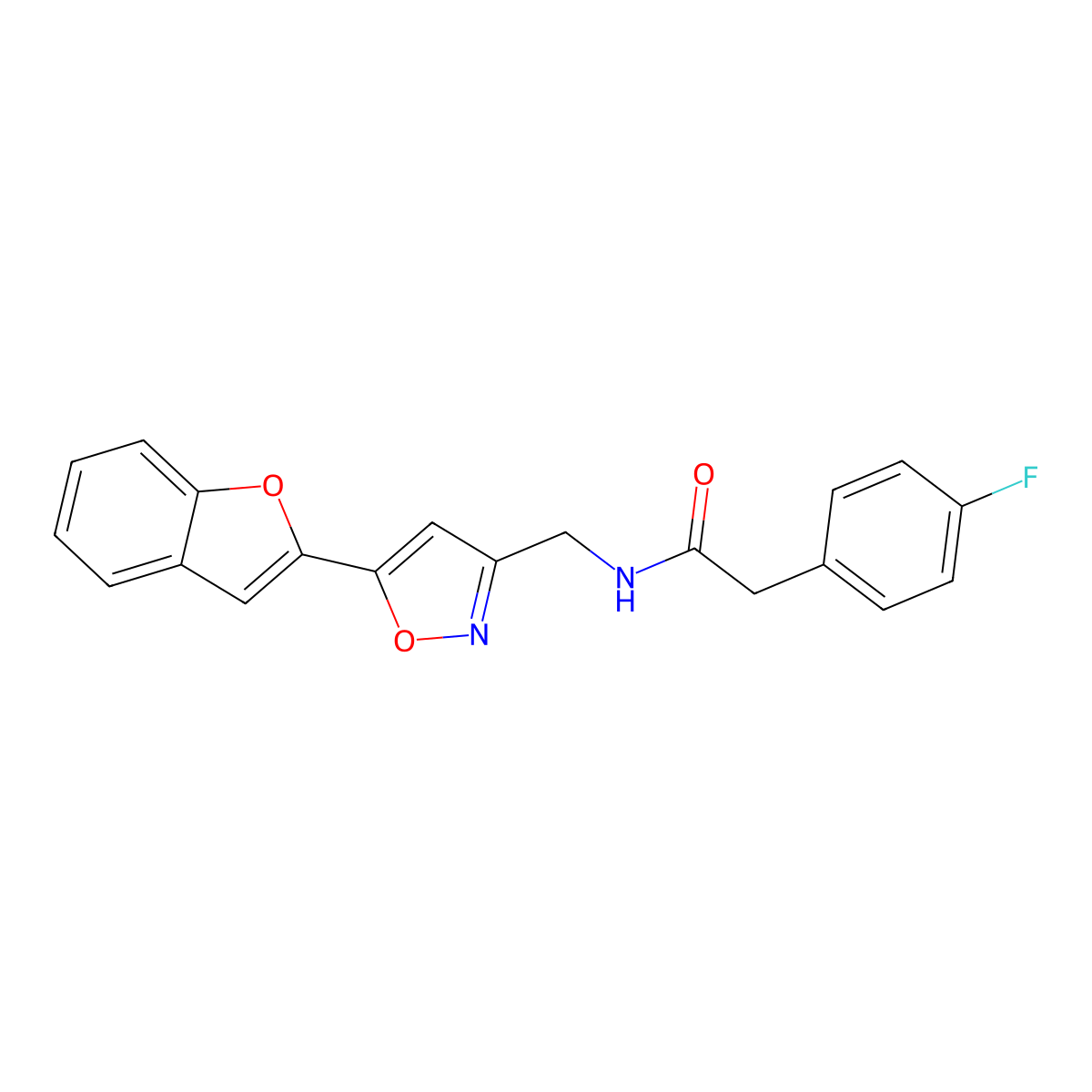 N-((5-(benzofuran-2-yl)isoxazol-3-yl)methyl)-2-(4-fluorophenyl)acetamide molecular structure, CAS 1105243-28-4
