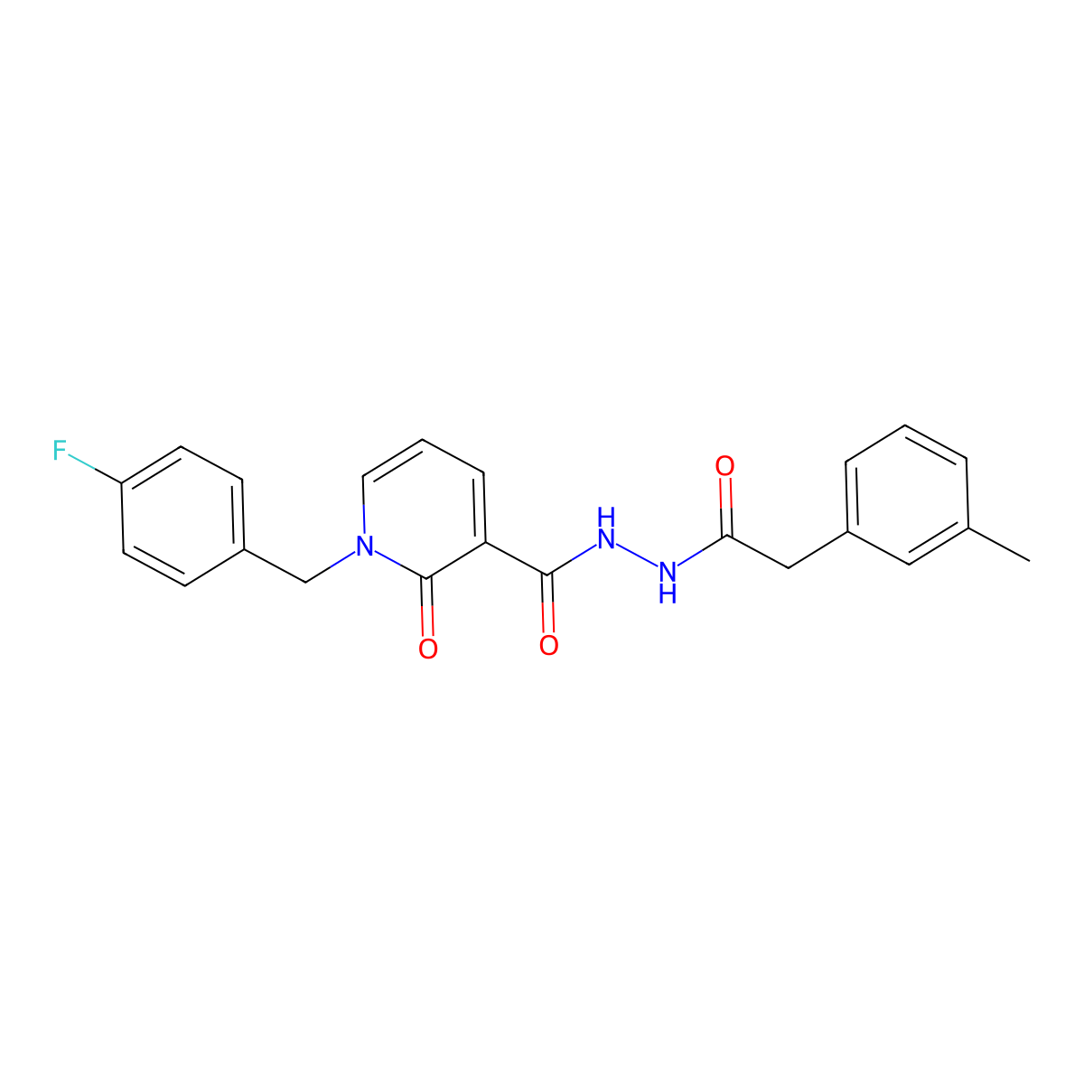 1-(4-fluorobenzyl)-2-oxo-N'-(2-(m-tolyl)acetyl)-1,2-dihydropyridine-3-carbohydrazide molecular structure, CAS 1105243-29-5