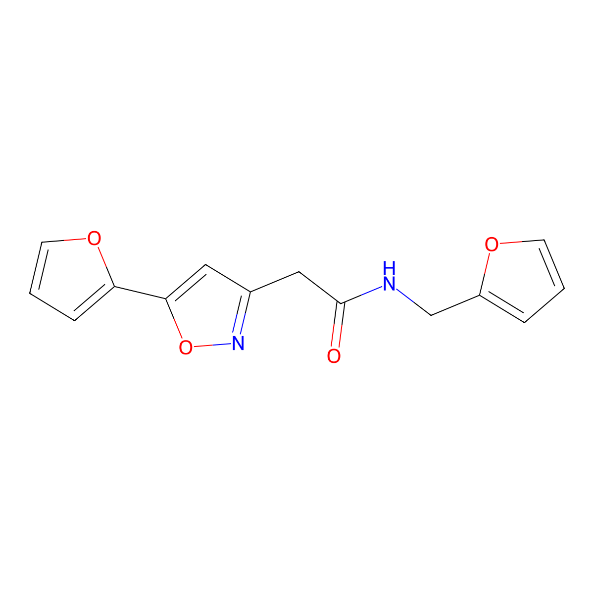 2-(5-(furan-2-yl)isoxazol-3-yl)-N-(furan-2-ylmethyl)acetamide molecular structure, CAS 1105243-30-8