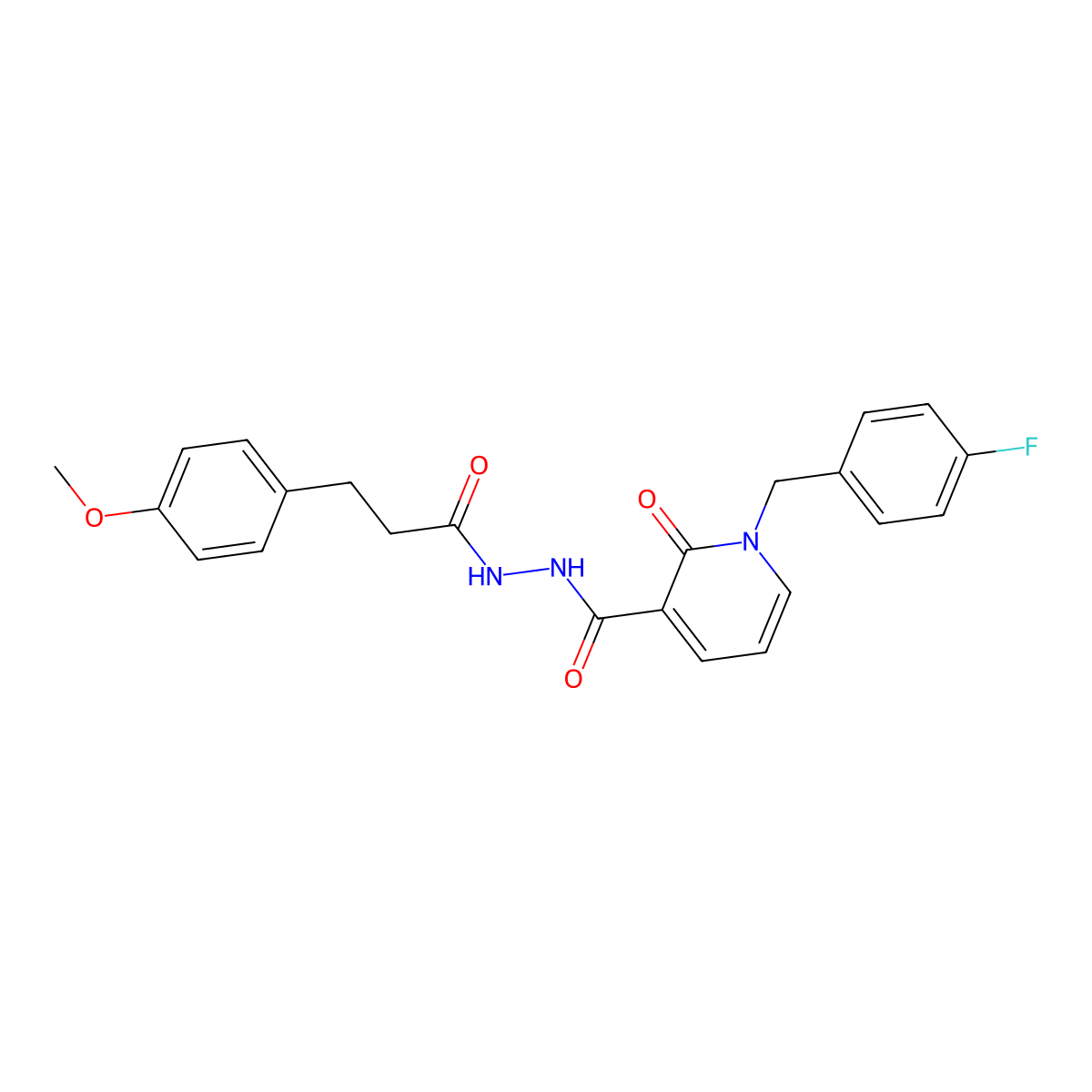 1-(4-fluorobenzyl)-N'-(3-(4-methoxyphenyl)propanoyl)-2-oxo-1,2-dihydropyridine-3-carbohydrazide molecular structure, CAS 1105243-32-0