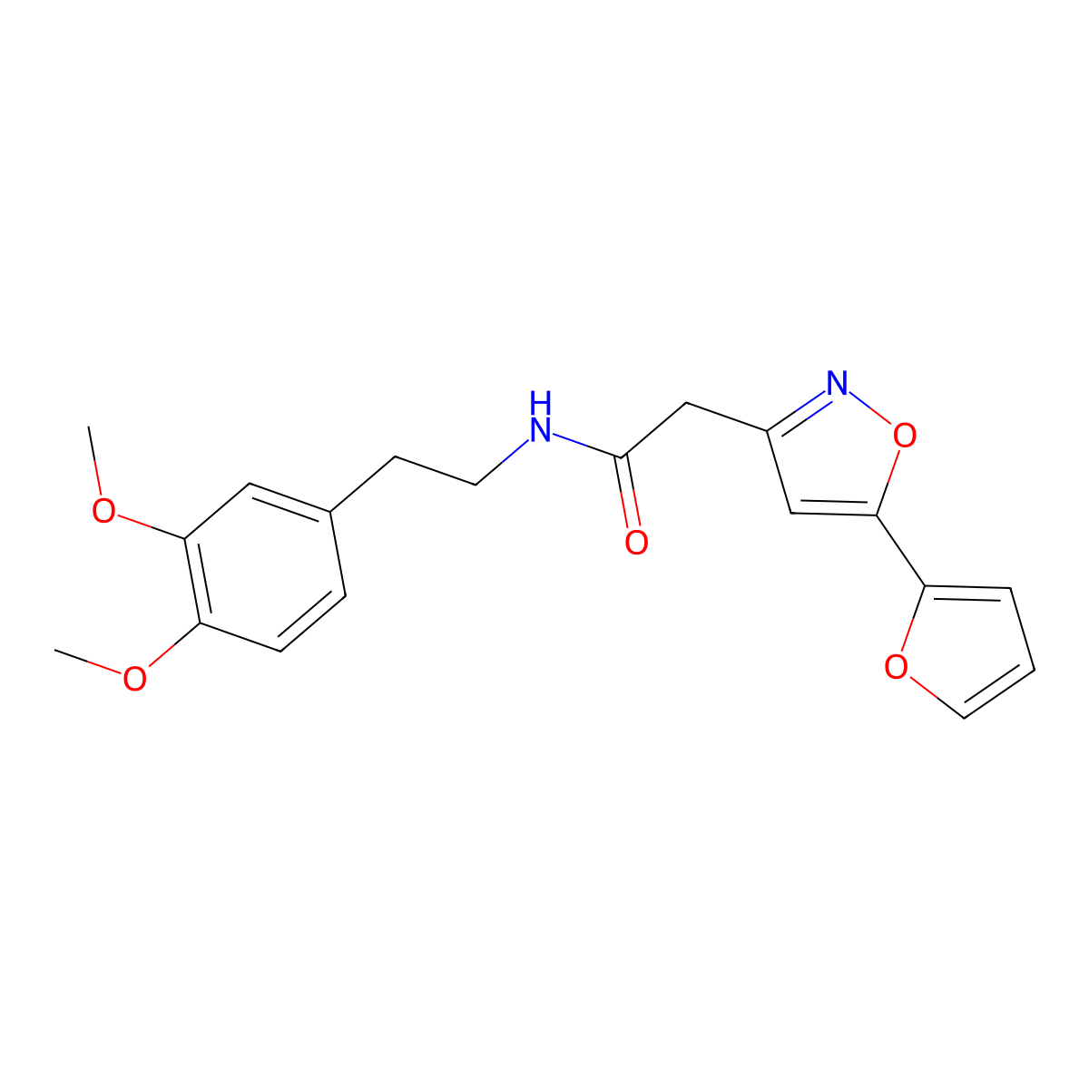 N-(3,4-dimethoxyphenethyl)-2-(5-(furan-2-yl)isoxazol-3-yl)acetamide molecular structure, CAS 1105243-37-5