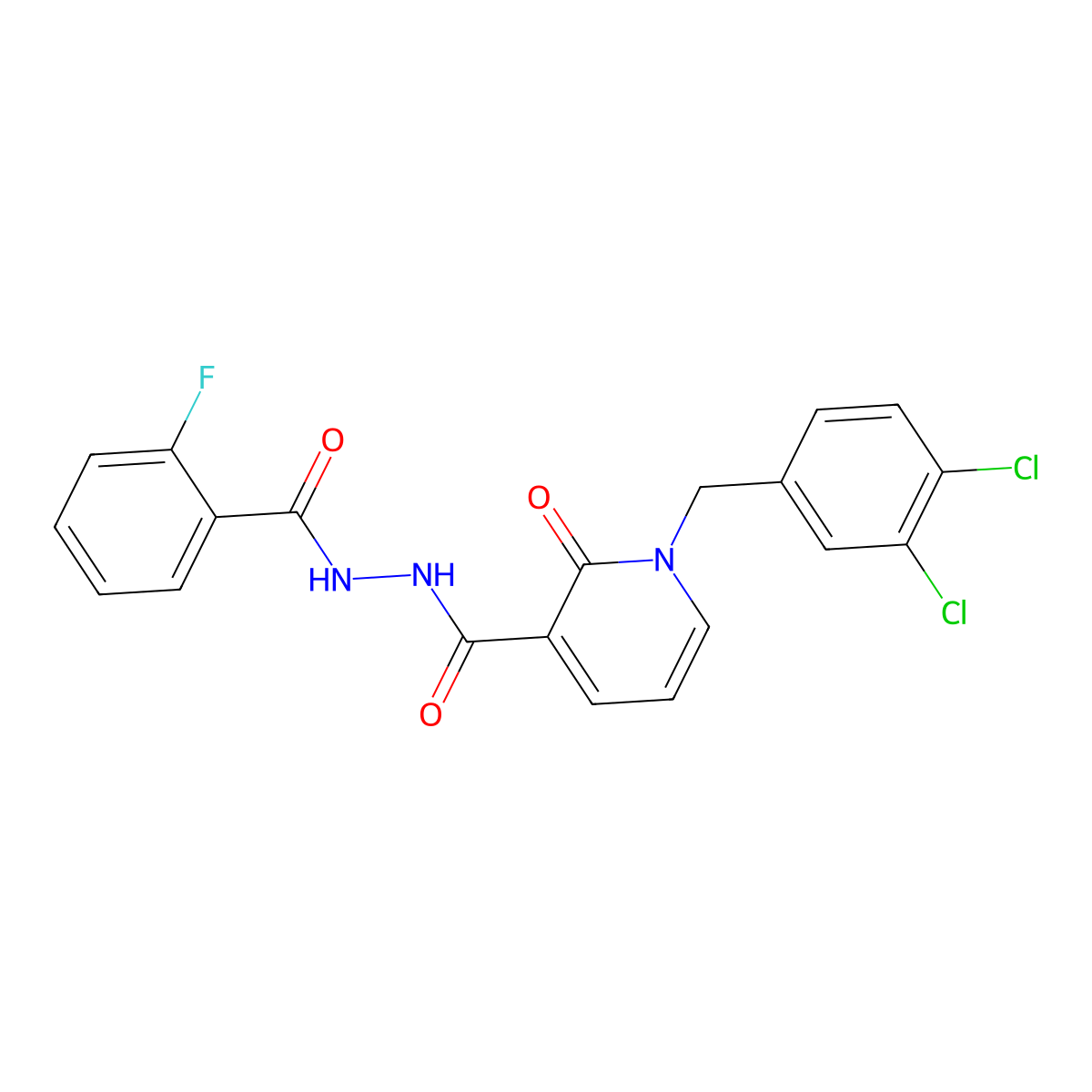 1-(3,4-dichlorobenzyl)-N'-(2-fluorobenzoyl)-2-oxo-1,2-dihydropyridine-3-carbohydrazide molecular structure, CAS 1105243-39-7