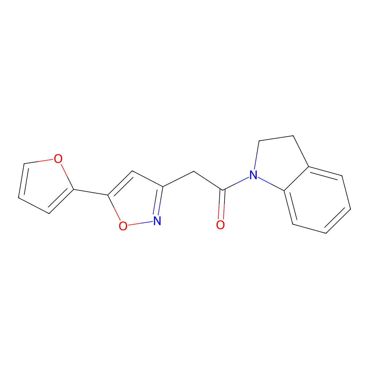 2-(5-(Furan-2-yl)isoxazol-3-yl)-1-(indolin-1-yl)ethanone molecular structure, CAS 1105243-40-0