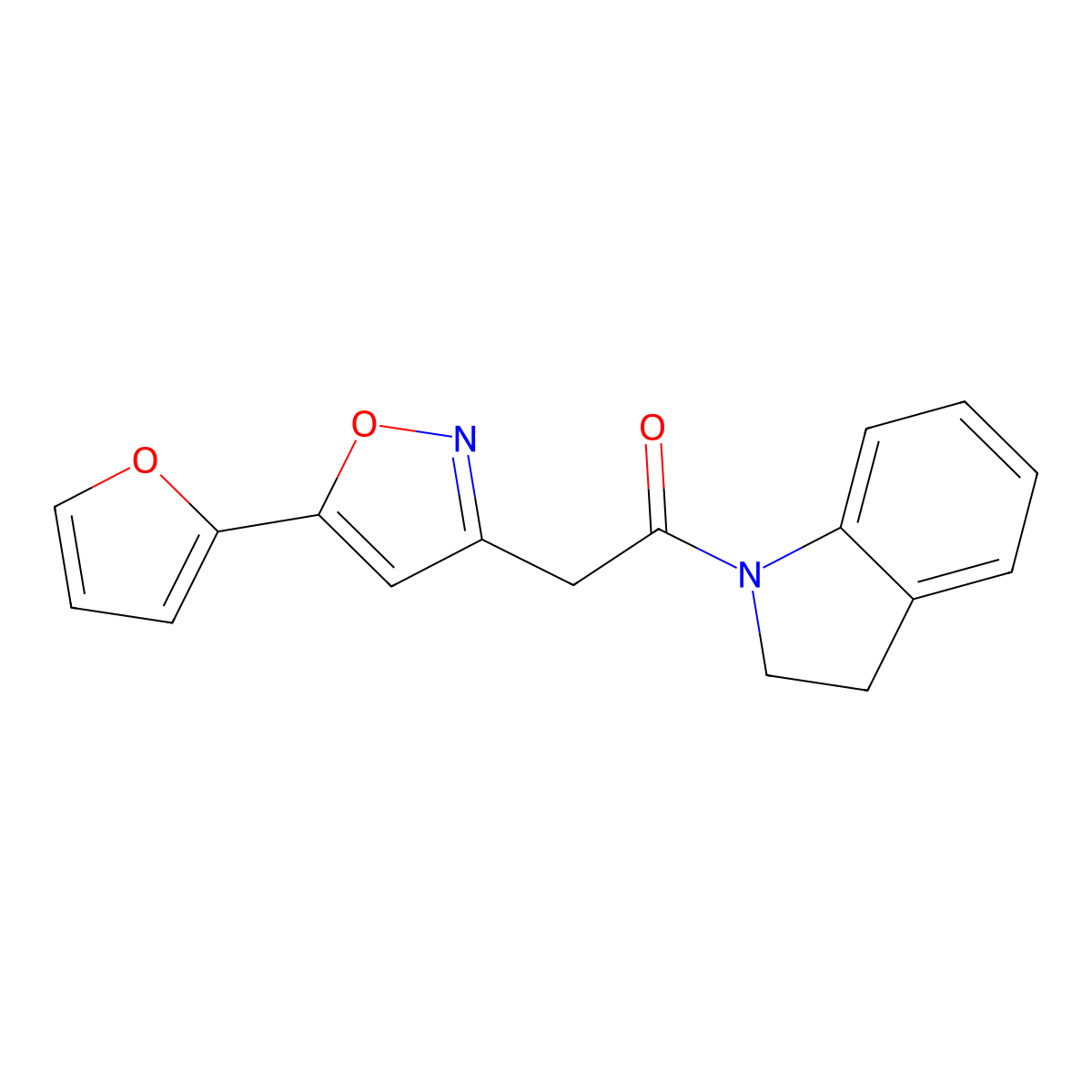 2-(5-(Furan-2-yl)isoxazol-3-yl)-1-(indolin-1-yl)ethanone molecular structure, CAS 1105243-40-0