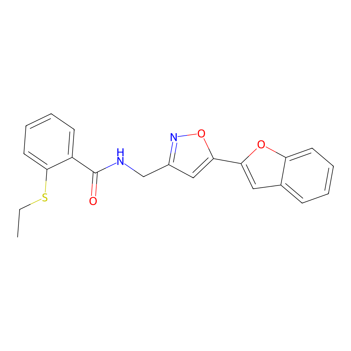 N-((5-(benzofuran-2-yl)isoxazol-3-yl)methyl)-2-(ethylthio)benzamide molecular structure, CAS 1105243-41-1