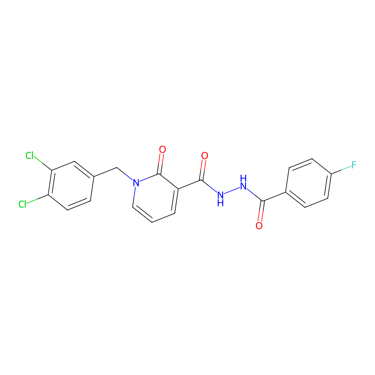 1-(3,4-dichlorobenzyl)-N'-(4-fluorobenzoyl)-2-oxo-1,2-dihydropyridine-3-carbohydrazide molecular structure, CAS 1105243-42-2