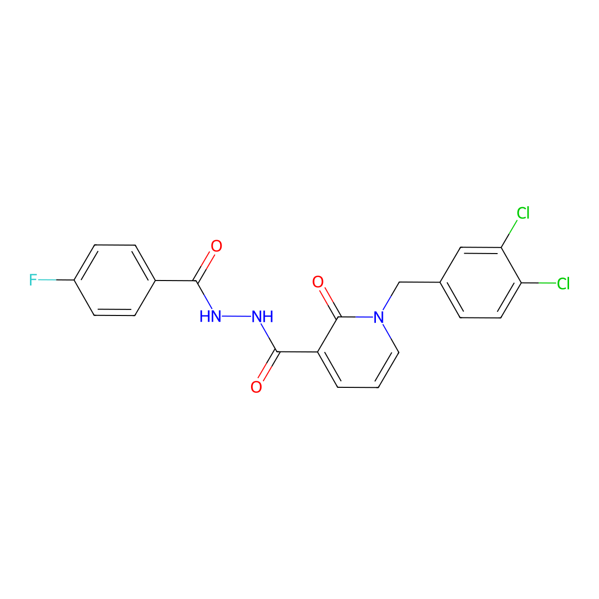 1-(3,4-dichlorobenzyl)-N'-(4-fluorobenzoyl)-2-oxo-1,2-dihydropyridine-3-carbohydrazide molecular structure, CAS 1105243-42-2