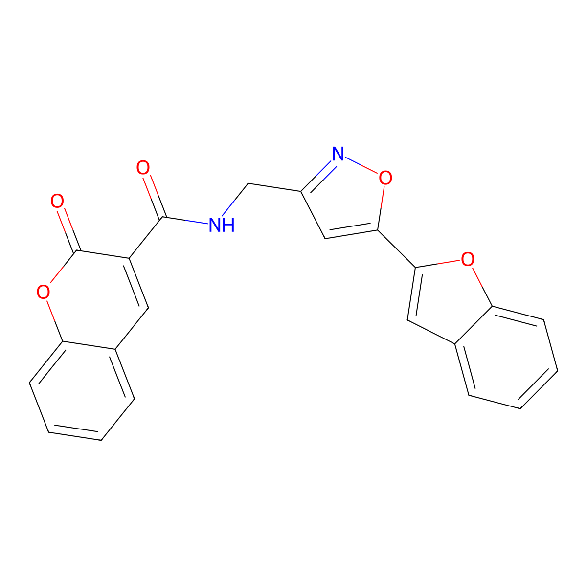 N-((5-(benzofuran-2-yl)isoxazol-3-yl)methyl)-2-oxo-2H-chromene-3-carboxamide molecular structure, CAS 1105243-44-4
