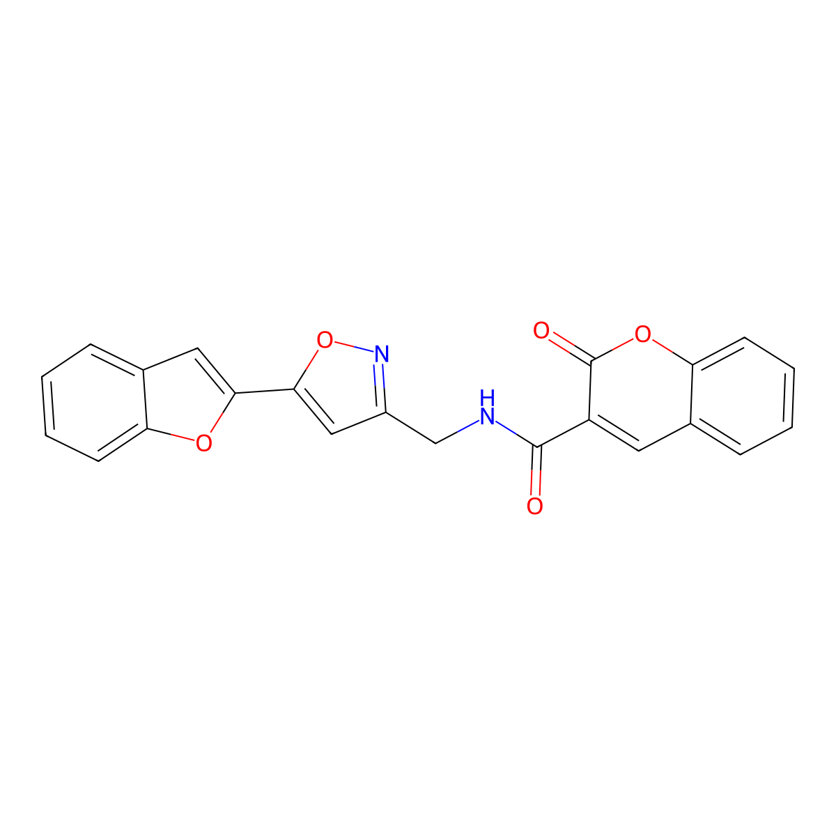 N-((5-(benzofuran-2-yl)isoxazol-3-yl)methyl)-2-oxo-2H-chromene-3-carboxamide molecular structure, CAS 1105243-44-4