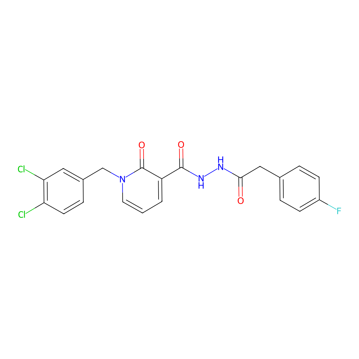 1-(3,4-dichlorobenzyl)-N'-(2-(4-fluorophenyl)acetyl)-2-oxo-1,2-dihydropyridine-3-carbohydrazide molecular structure, CAS 1105243-45-5