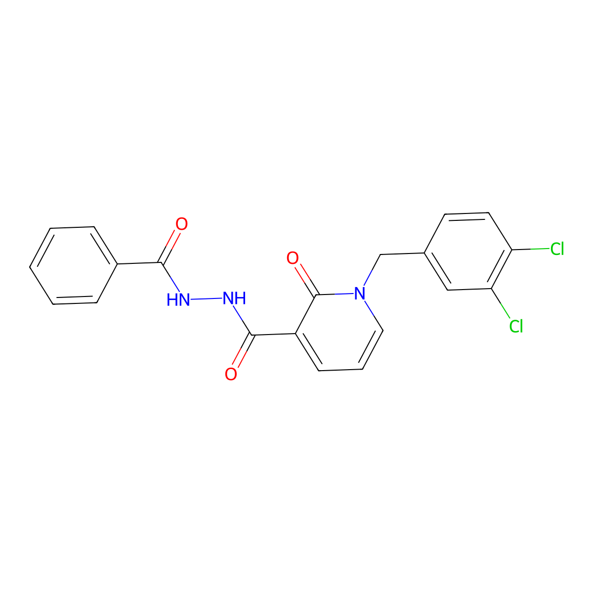N'-benzoyl-1-(3,4-dichlorobenzyl)-2-oxo-1,2-dihydropyridine-3-carbohydrazide molecular structure, CAS 1105243-51-3