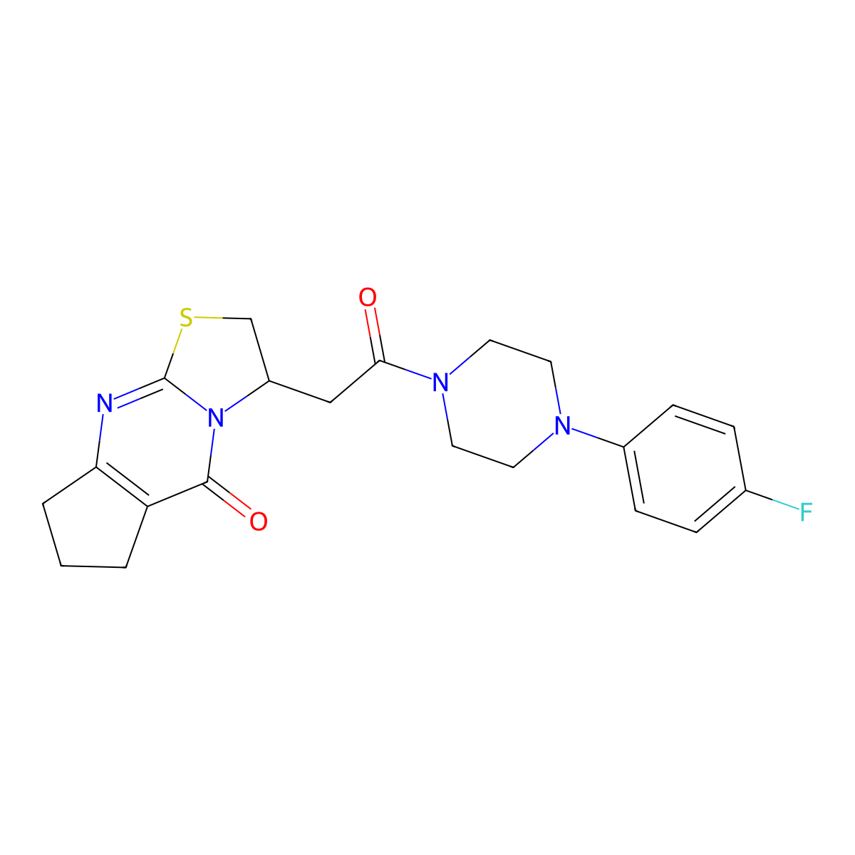 3-(2-(4-(4-fluorophenyl)piperazin-1-yl)-2-oxoethyl)-2,3,7,8-tetrahydrocyclopenta[d]thiazolo[3,2-a]pyrimidin-5(6H)-one molecular structure, CAS 1105243-52-4