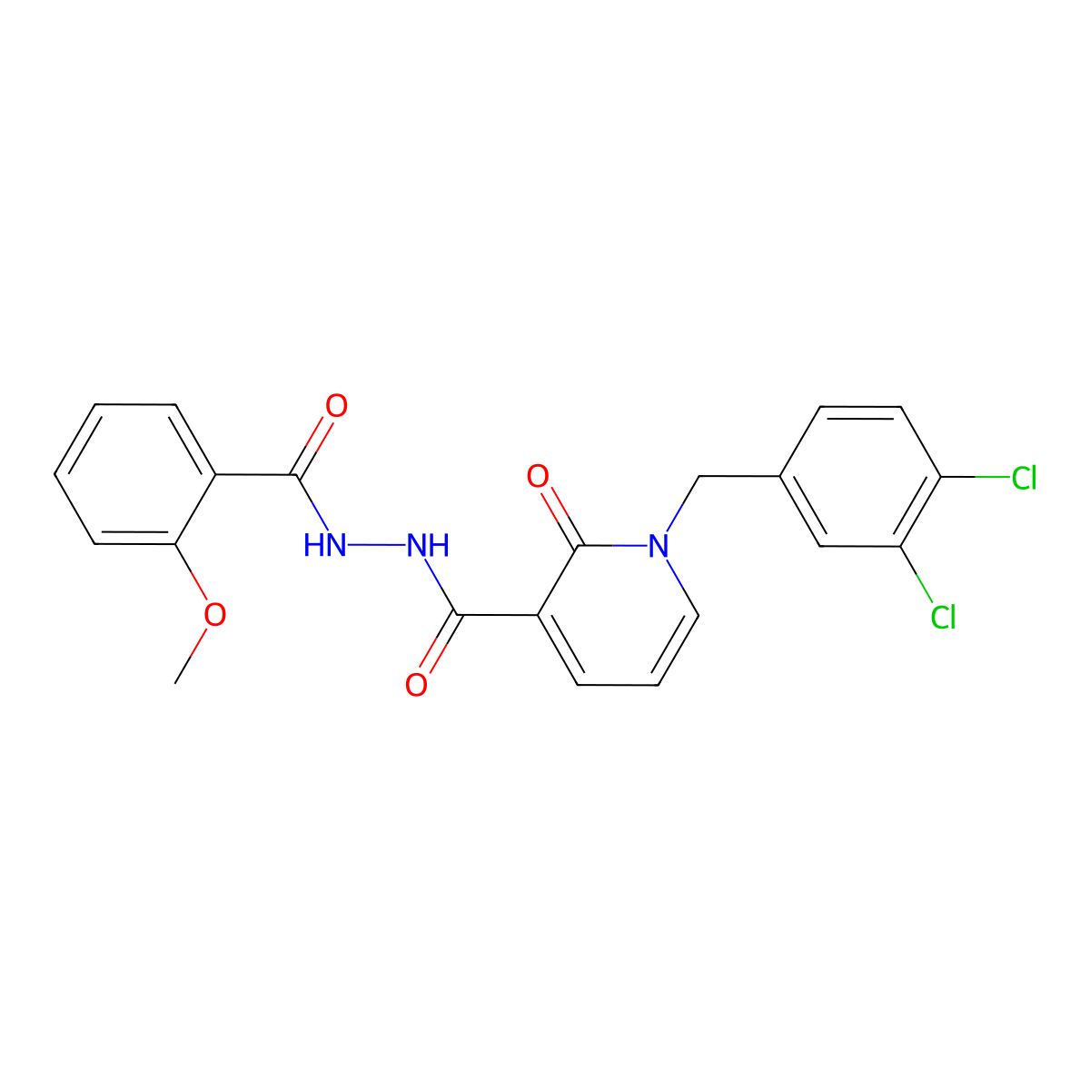 1-(3,4-dichlorobenzyl)-N'-(2-methoxybenzoyl)-2-oxo-1,2-dihydropyridine-3-carbohydrazide molecular structure, CAS 1105243-56-8