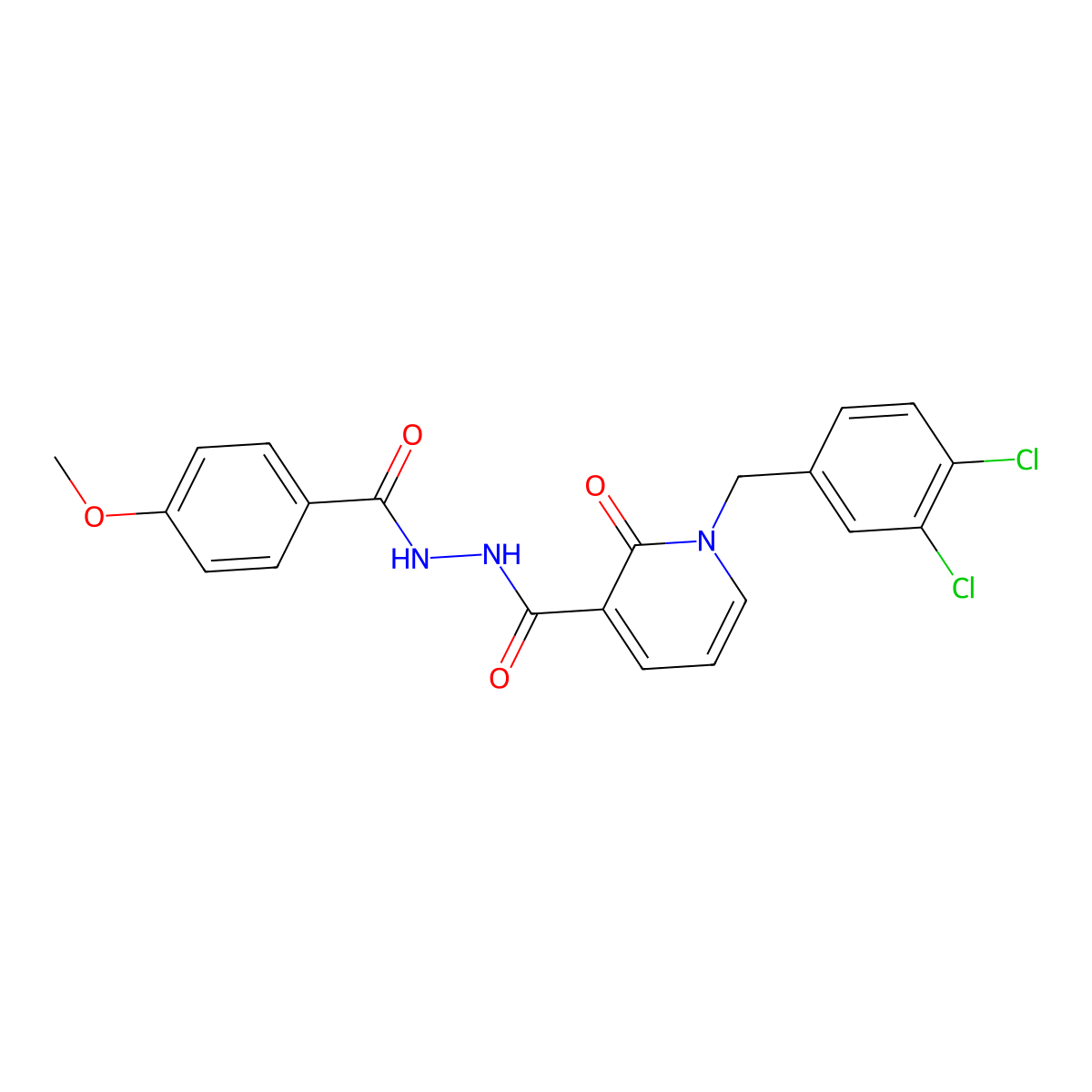 1-(3,4-dichlorobenzyl)-N'-(4-methoxybenzoyl)-2-oxo-1,2-dihydropyridine-3-carbohydrazide molecular structure, CAS 1105243-59-1