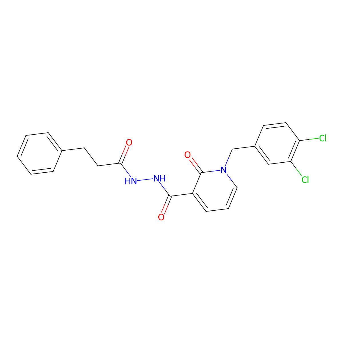 1-(3,4-dichlorobenzyl)-2-oxo-N'-(3-phenylpropanoyl)-1,2-dihydropyridine-3-carbohydrazide molecular structure, CAS 1105243-62-6