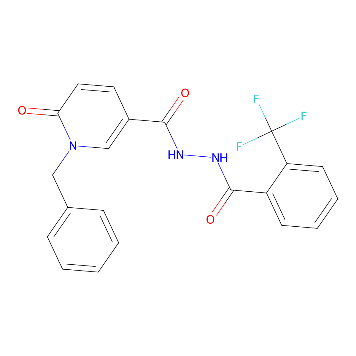 1-benzyl-6-oxo-N'-(2-(trifluoromethyl)benzoyl)-1,6-dihydropyridine-3-carbohydrazide molecular structure, CAS 1105243-68-2