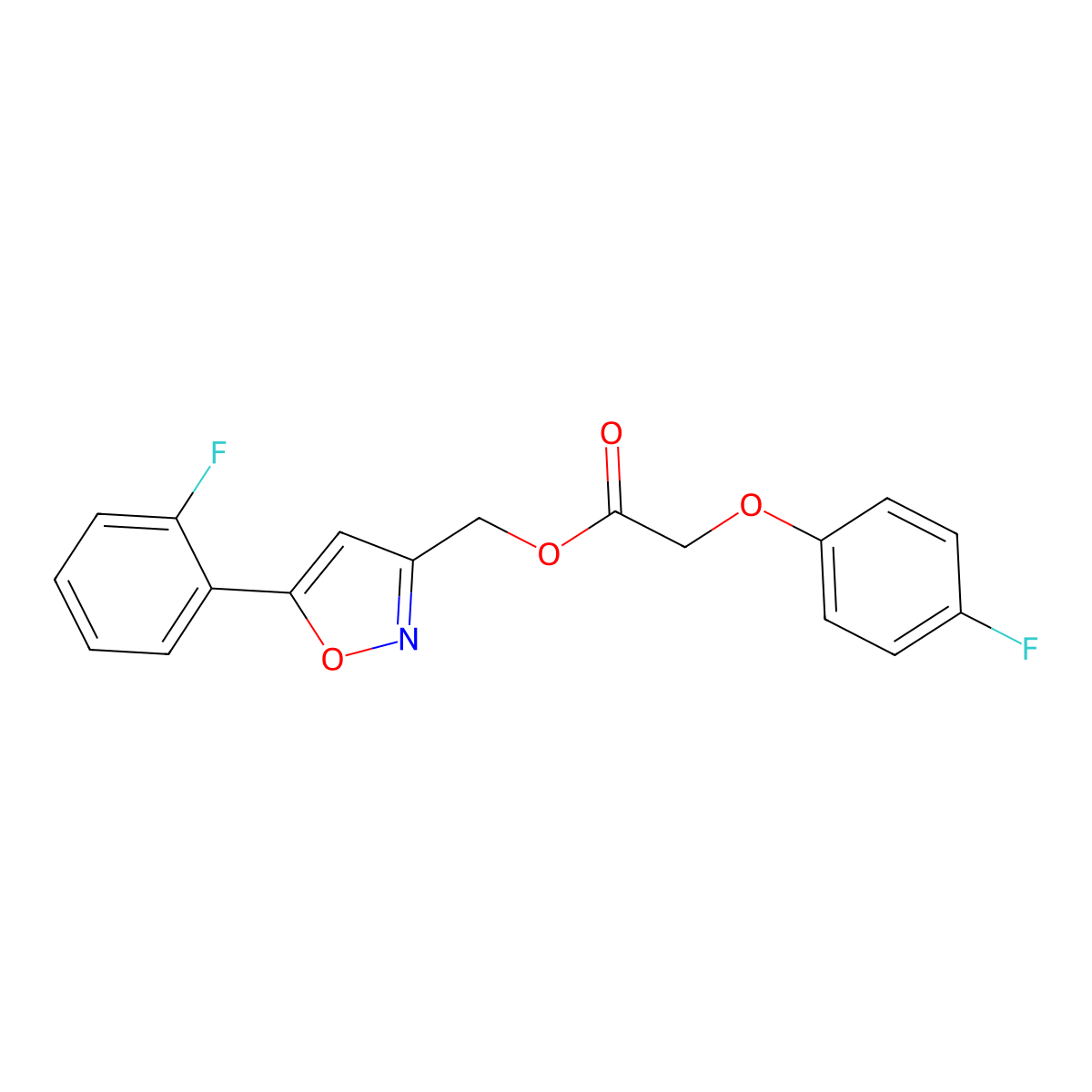 (5-(2-Fluorophenyl)isoxazol-3-yl)methyl 2-(4-fluorophenoxy)acetate molecular structure, CAS 1105243-70-6