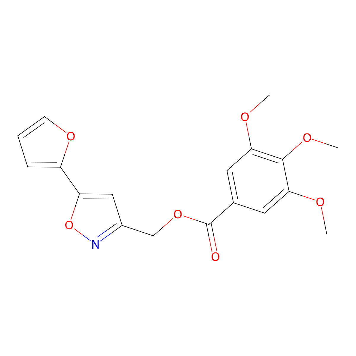 [5-(Furan-2-yl)-1,2-oxazol-3-yl]methyl 3,4,5-trimethoxybenzoate molecular structure, CAS 1105243-73-9