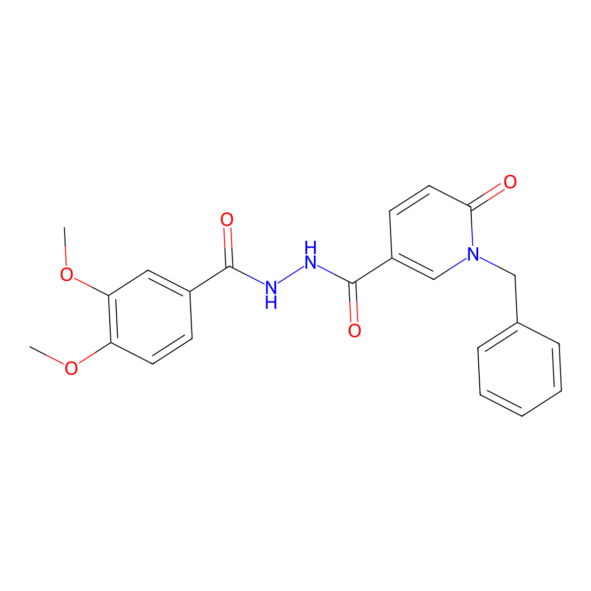 1-benzyl-N'-(3,4-dimethoxybenzoyl)-6-oxo-1,6-dihydropyridine-3-carbohydrazide molecular structure, CAS 1105243-74-0