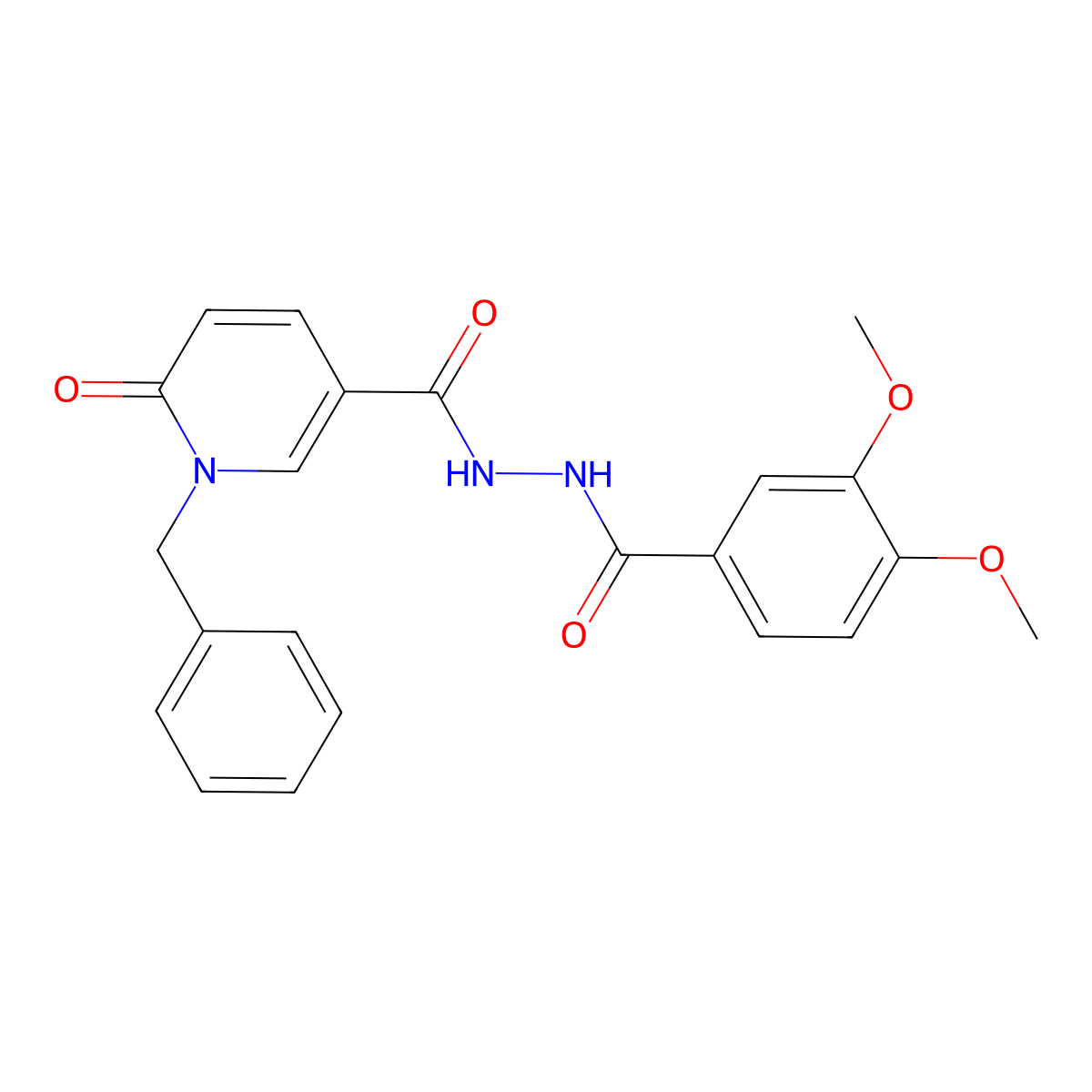 1-benzyl-N'-(3,4-dimethoxybenzoyl)-6-oxo-1,6-dihydropyridine-3-carbohydrazide molecular structure, CAS 1105243-74-0