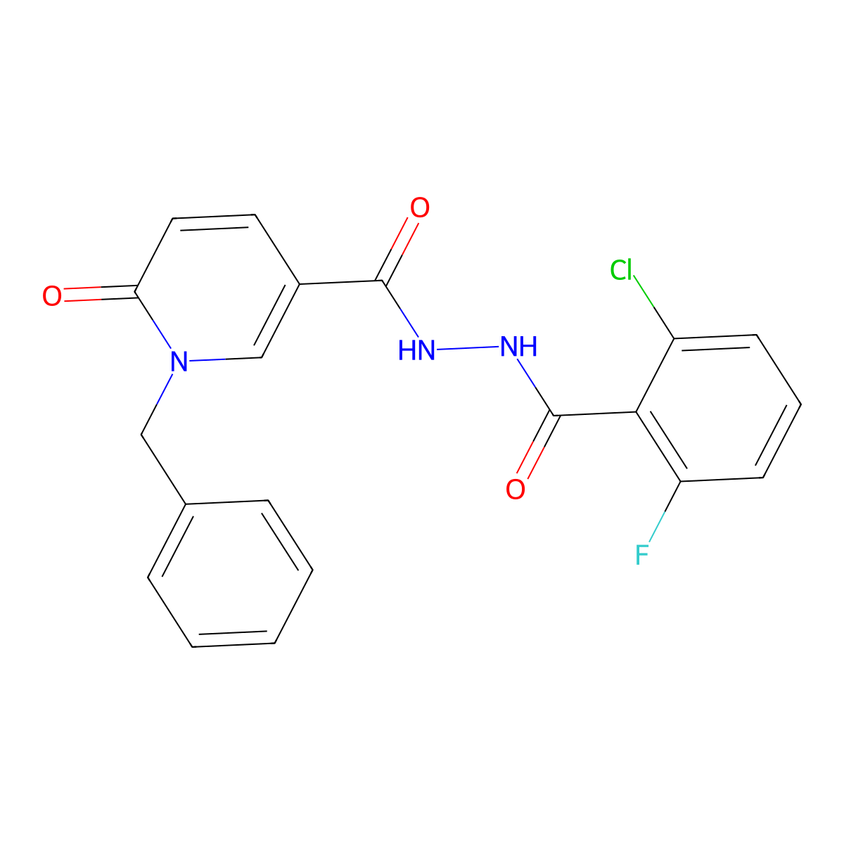 1-benzyl-N'-(2-chloro-6-fluorobenzoyl)-6-oxo-1,6-dihydropyridine-3-carbohydrazide molecular structure, CAS 1105243-77-3