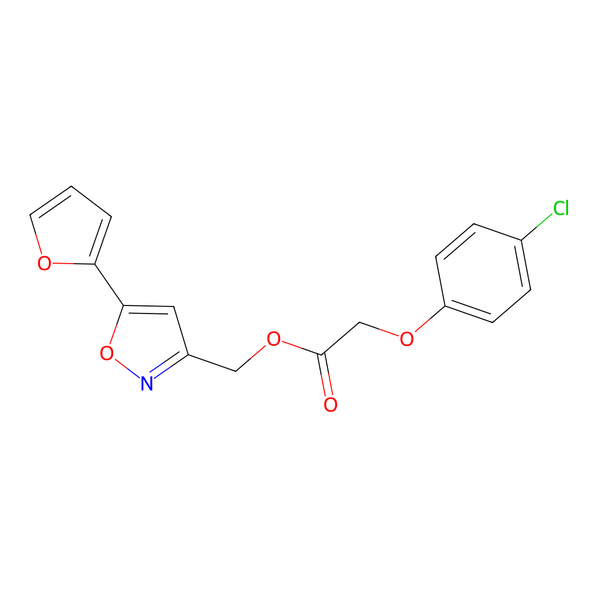 [5-(Furan-2-yl)-1,2-oxazol-3-yl]methyl 2-(4-chlorophenoxy)acetate molecular structure, CAS 1105243-79-5
