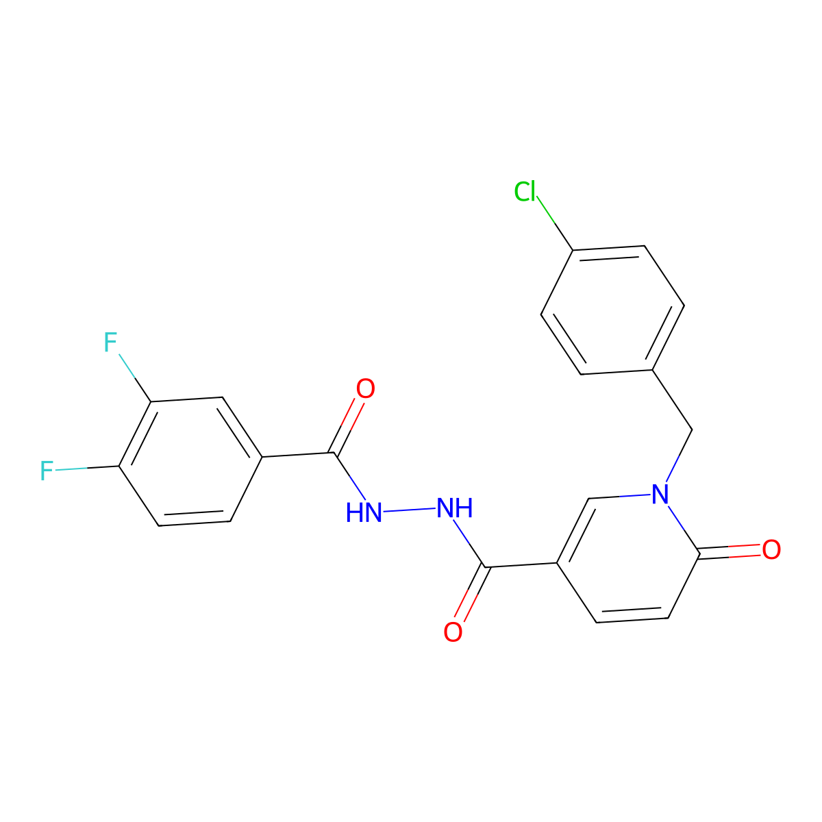 1-(4-chlorobenzyl)-N'-(3,4-difluorobenzoyl)-6-oxo-1,6-dihydropyridine-3-carbohydrazide molecular structure, CAS 1105243-80-8