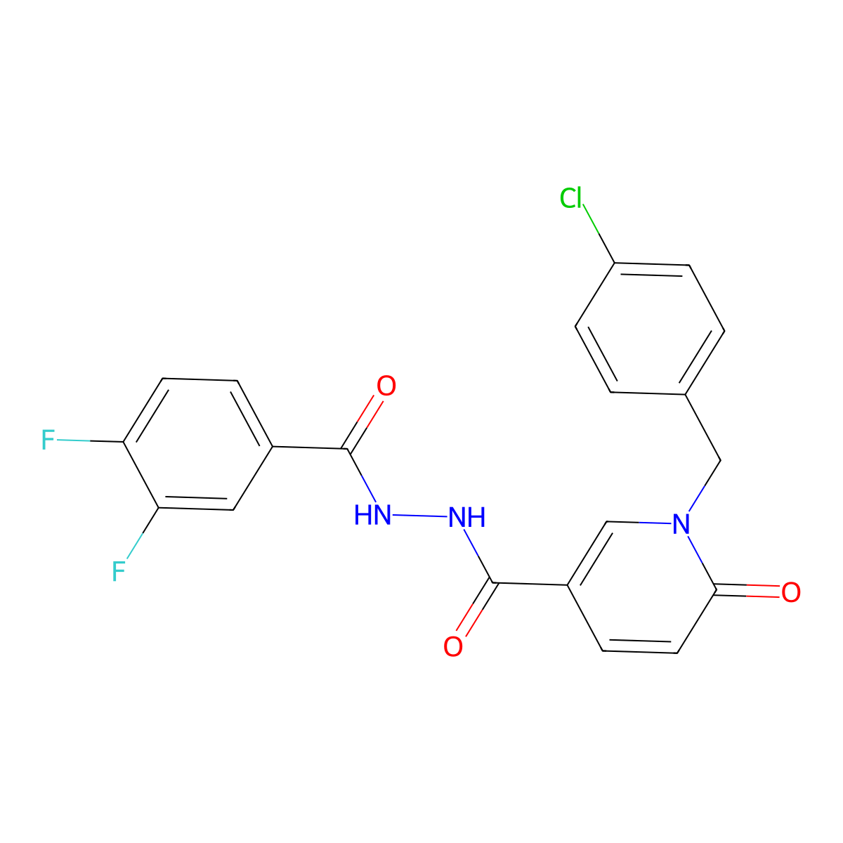 1-(4-chlorobenzyl)-N'-(3,4-difluorobenzoyl)-6-oxo-1,6-dihydropyridine-3-carbohydrazide molecular structure, CAS 1105243-80-8