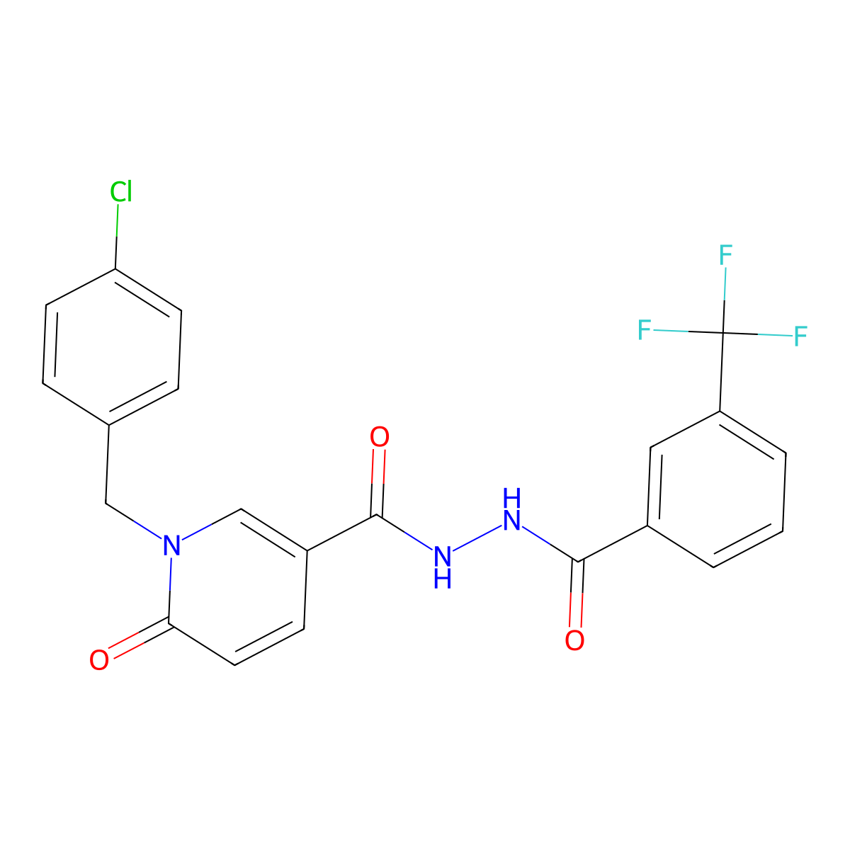 N'-{1-[(4-chlorophenyl)methyl]-6-oxo-1,6-dihydropyridine-3-carbonyl}-3-(trifluoromethyl)benzohydrazide molecular structure, CAS 1105243-83-1