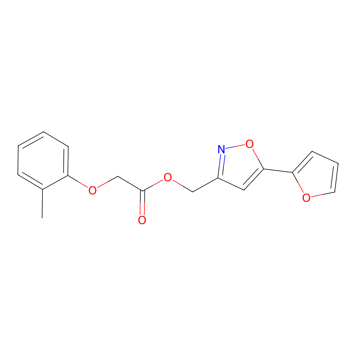 [5-(Furan-2-yl)-1,2-oxazol-3-yl]methyl 2-(2-methylphenoxy)acetate molecular structure, CAS 1105243-85-3