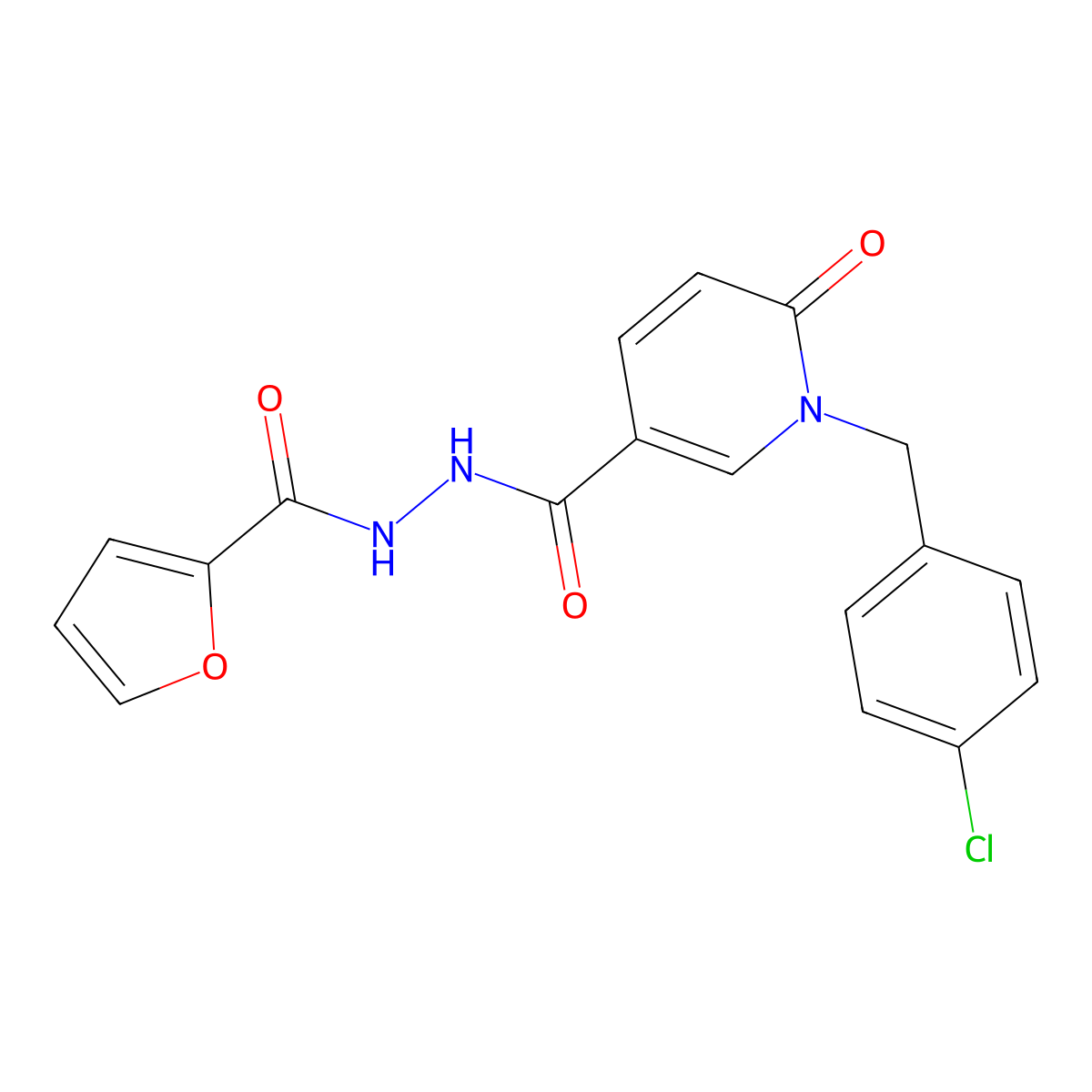 1-(4-chlorobenzyl)-N'-(furan-2-carbonyl)-6-oxo-1,6-dihydropyridine-3-carbohydrazide molecular structure, CAS 1105243-86-4