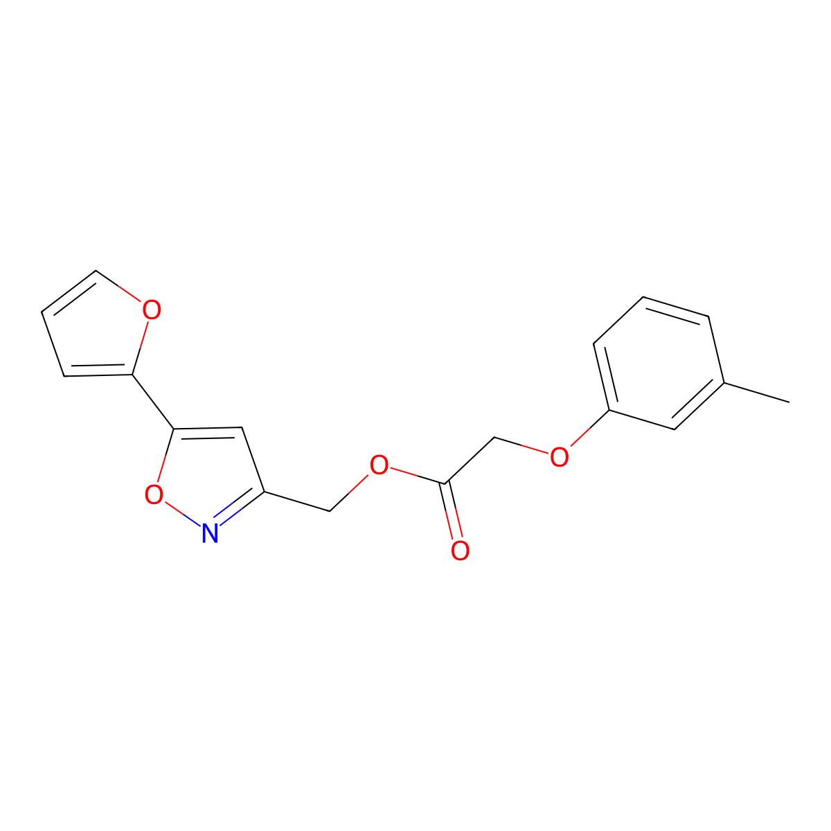 [5-(Furan-2-yl)-1,2-oxazol-3-yl]methyl 2-(3-methylphenoxy)acetate molecular structure, CAS 1105243-88-6