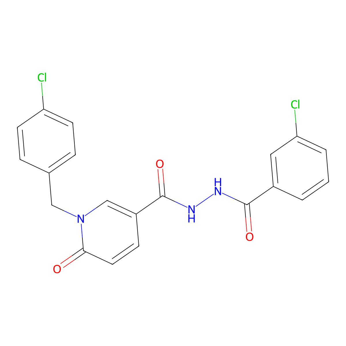 N'-(3-chlorobenzoyl)-1-(4-chlorobenzyl)-6-oxo-1,6-dihydropyridine-3-carbohydrazide molecular structure, CAS 1105243-89-7