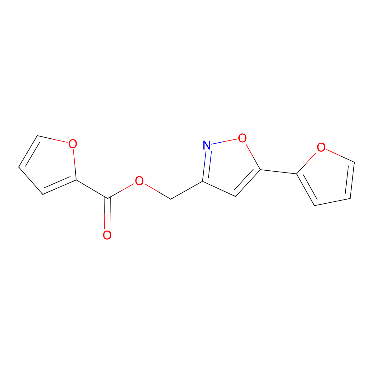 (5-(Furan-2-yl)isoxazol-3-yl)methyl furan-2-carboxylate molecular structure, CAS 1105243-95-5