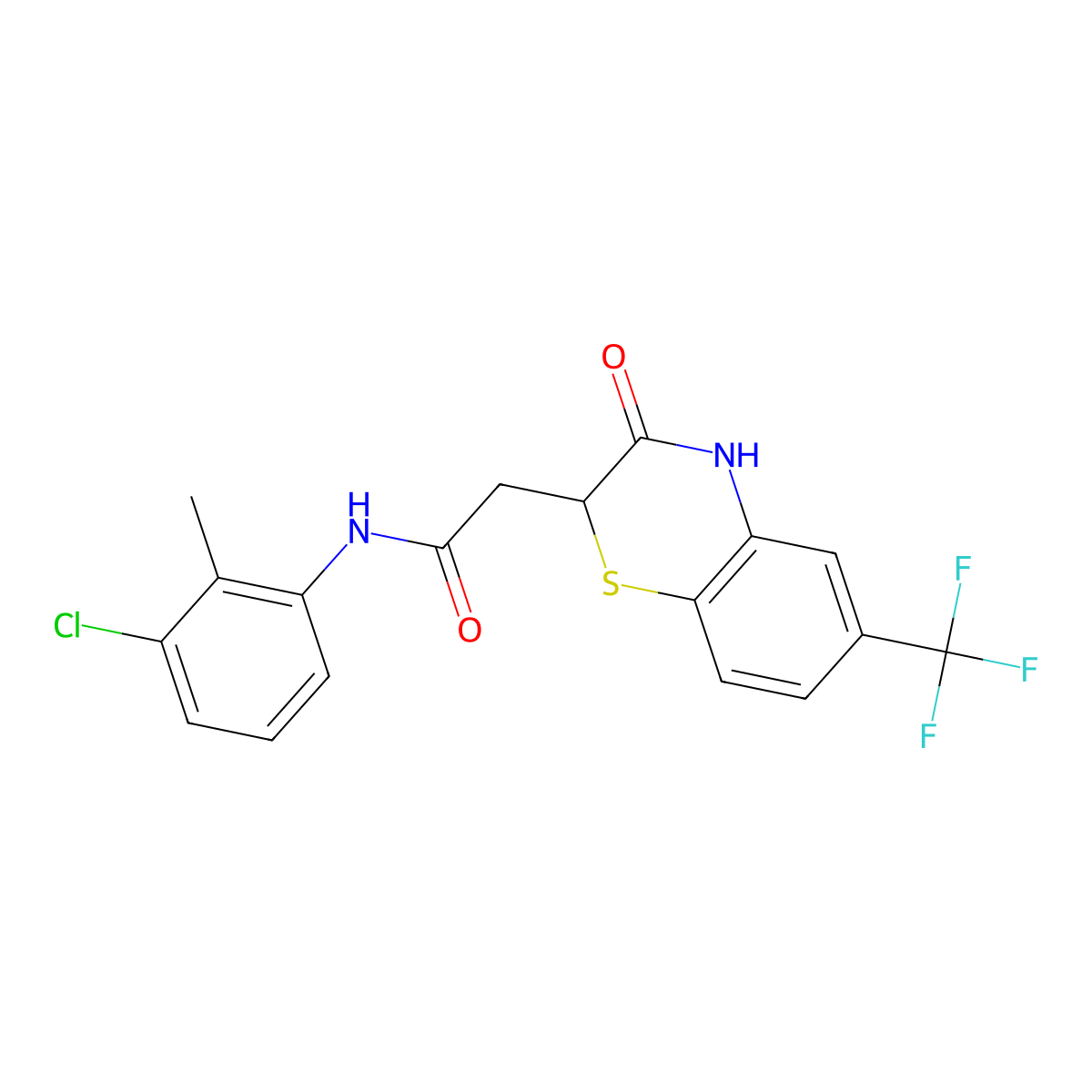 N-(3-chloro-2-methylphenyl)-2-(3-oxo-6-(trifluoromethyl)-3,4-dihydro-2H-benzo[b][1,4]thiazin-2-yl)acetamide molecular structure, CAS 1105243-96-6