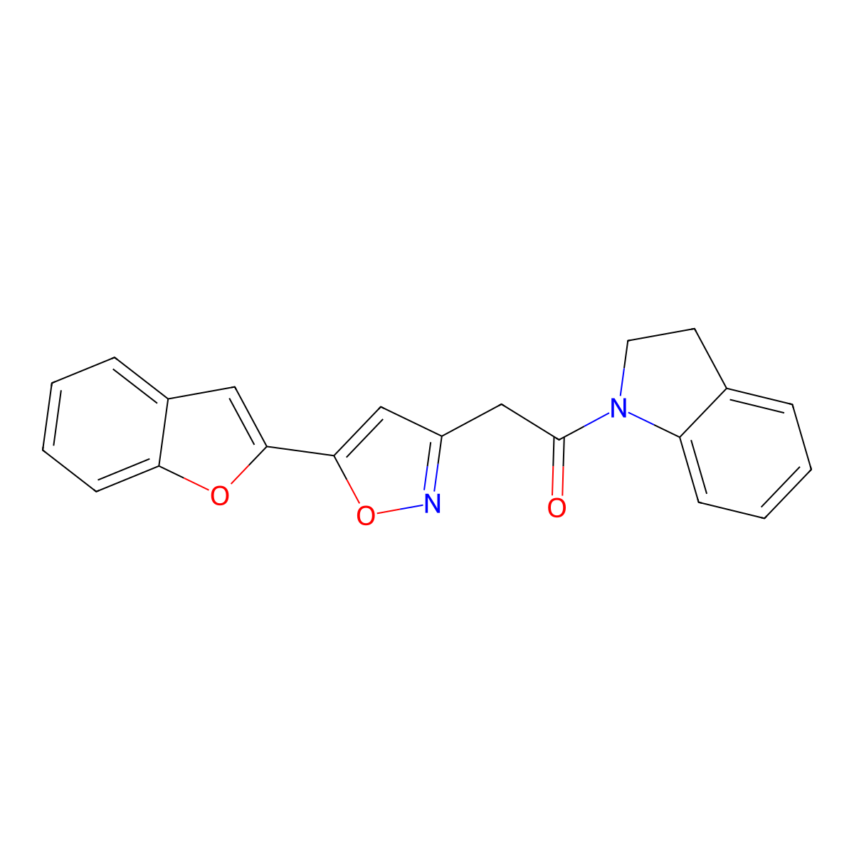 2-(5-(Benzofuran-2-yl)isoxazol-3-yl)-1-(indolin-1-yl)ethanone molecular structure, CAS 1105243-97-7