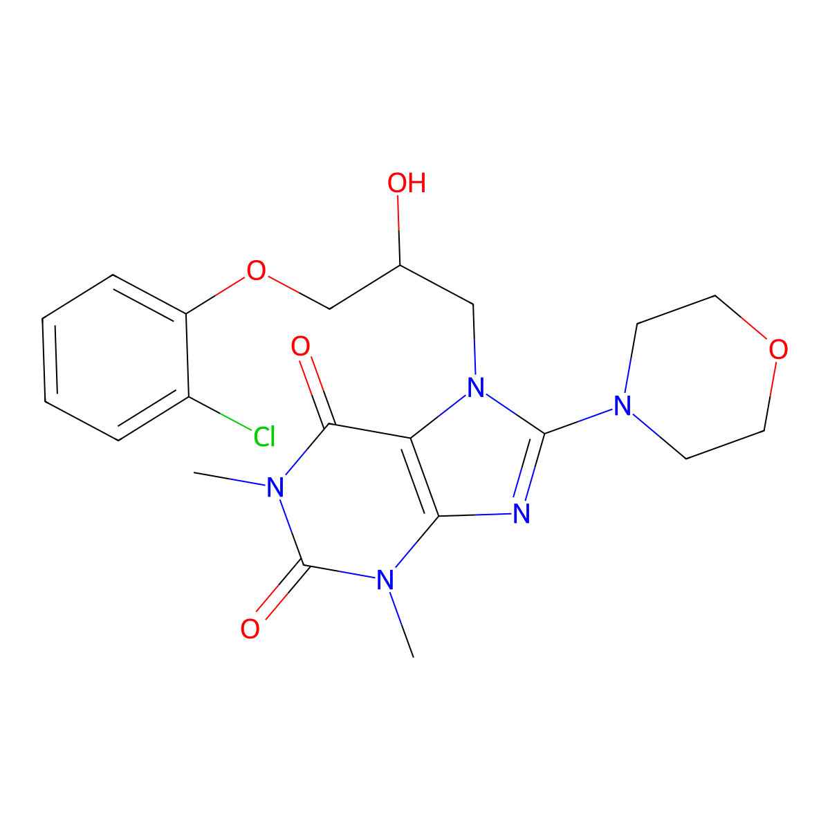 7-(3-(2-chlorophenoxy)-2-hydroxypropyl)-1,3-dimethyl-8-morpholino-1H-purine-2,6(3H,7H)-dione molecular structure, CAS 1105244-12-9