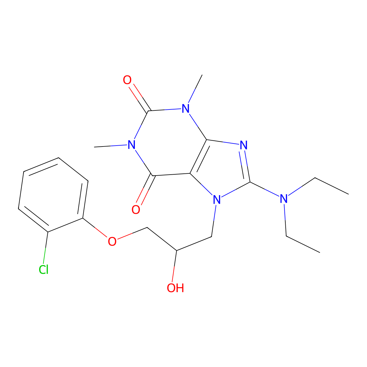 7-(3-(2-chlorophenoxy)-2-hydroxypropyl)-8-(diethylamino)-1,3-dimethyl-1H-purine-2,6(3H,7H)-dione molecular structure, CAS 1105244-19-6