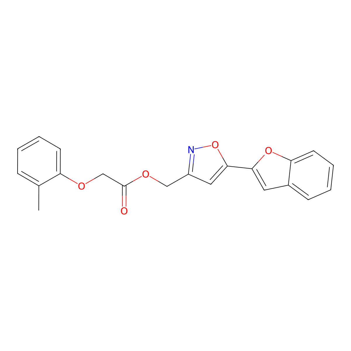 (5-(Benzofuran-2-yl)isoxazol-3-yl)methyl 2-(o-tolyloxy)acetate molecular structure, CAS 1105244-27-6