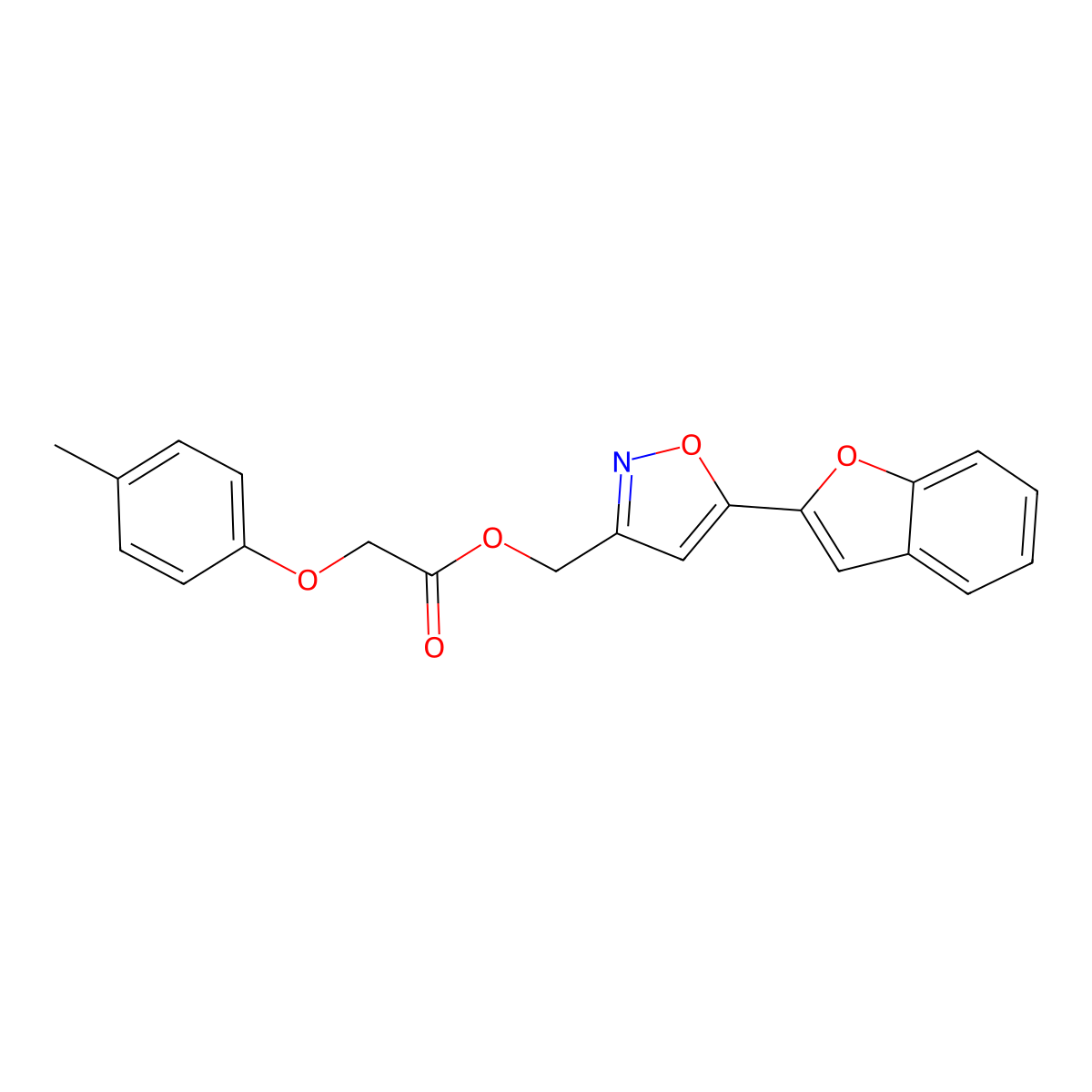 (5-(Benzofuran-2-yl)isoxazol-3-yl)methyl 2-(p-tolyloxy)acetate molecular structure, CAS 1105244-30-1