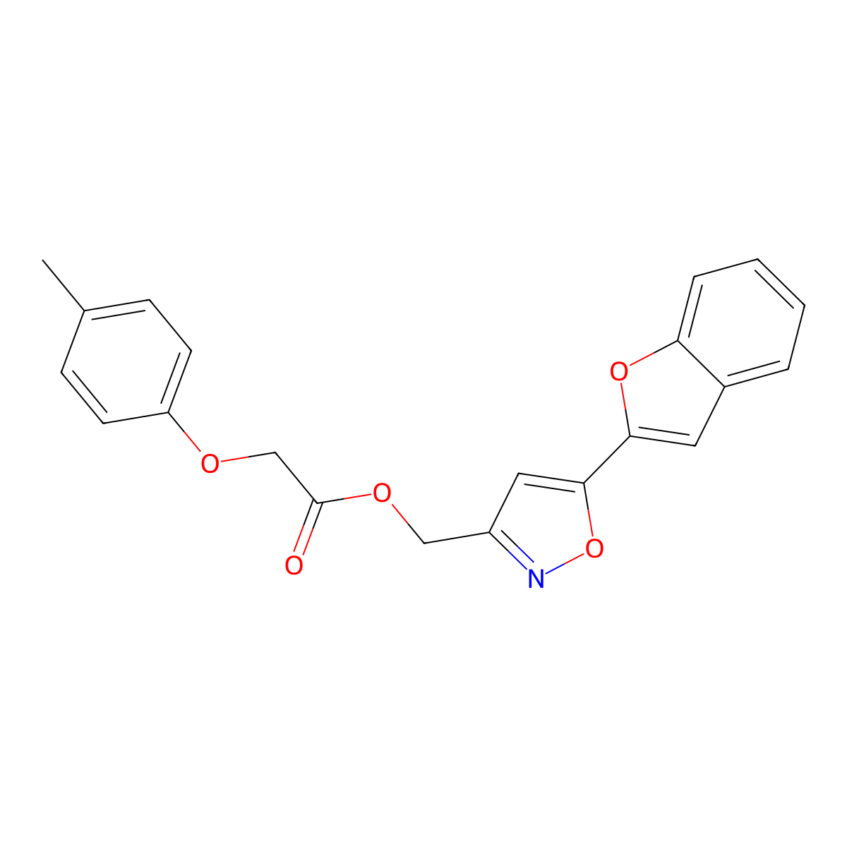 (5-(Benzofuran-2-yl)isoxazol-3-yl)methyl 2-(p-tolyloxy)acetate molecular structure, CAS 1105244-30-1