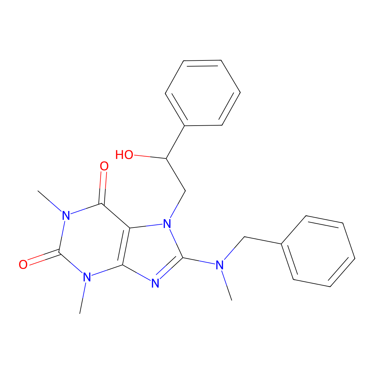 8-(benzyl(methyl)amino)-7-(2-hydroxy-2-phenylethyl)-1,3-dimethyl-1H-purine-2,6(3H,7H)-dione molecular structure, CAS 1105244-41-4