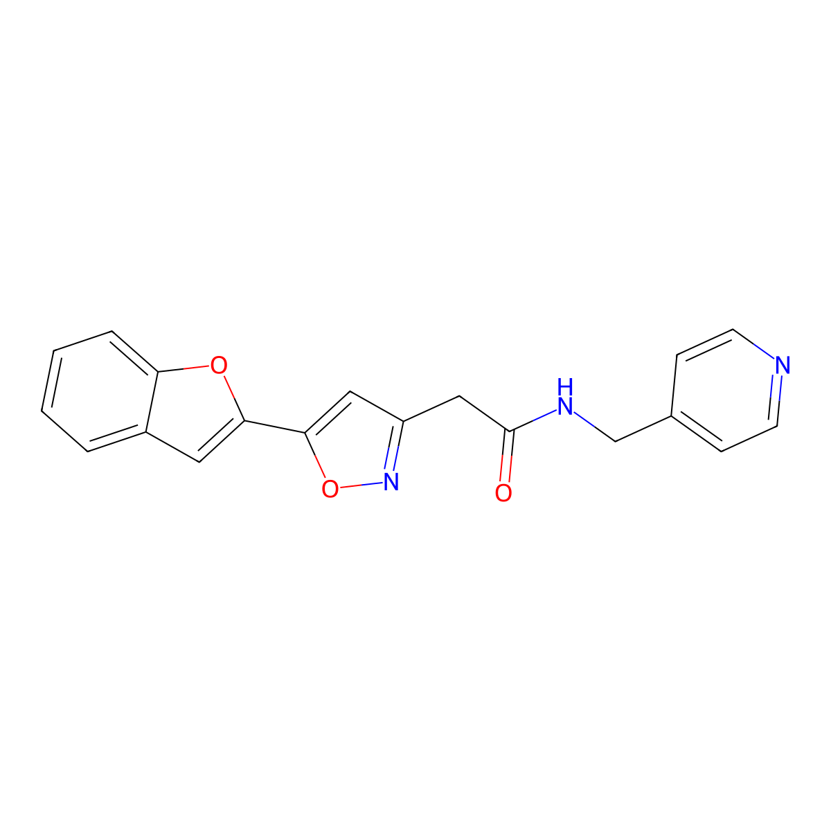 2-(5-(benzofuran-2-yl)isoxazol-3-yl)-N-(pyridin-4-ylmethyl)acetamide molecular structure, CAS 1105244-49-2