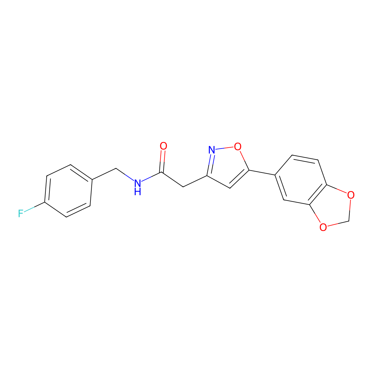 2-(5-(benzo[d][1,3]dioxol-5-yl)isoxazol-3-yl)-N-(4-fluorobenzyl)acetamide molecular structure, CAS 1105244-62-9