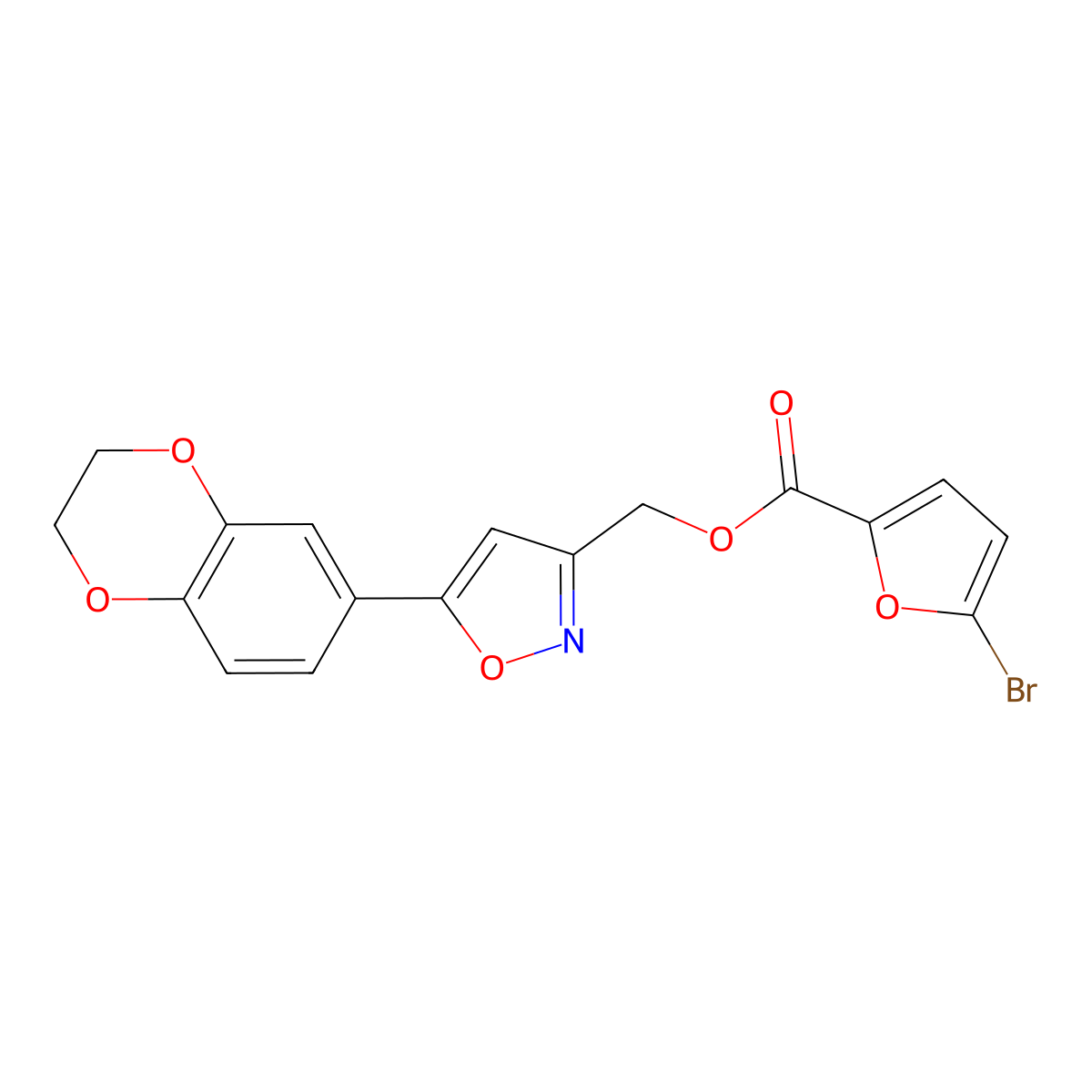 (5-(2,3-Dihydrobenzo[b][1,4]dioxin-6-yl)isoxazol-3-yl)methyl 5-bromofuran-2-carboxylate molecular structure, CAS 1105244-65-2