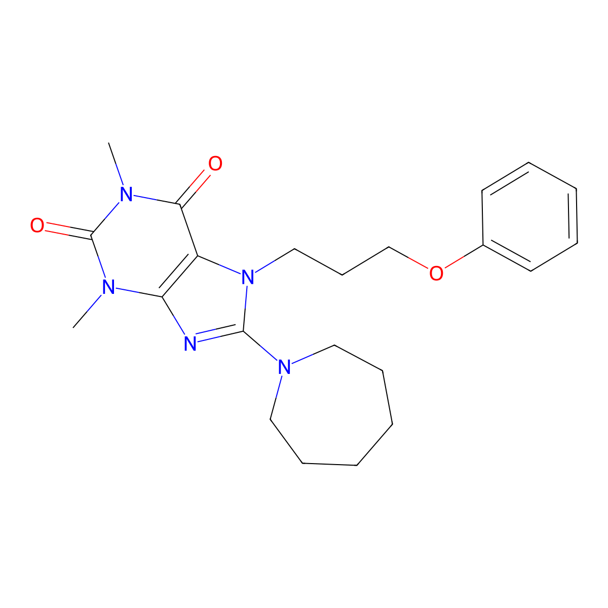 8-(azepan-1-yl)-1,3-dimethyl-7-(3-phenoxypropyl)-1H-purine-2,6(3H,7H)-dione molecular structure, CAS 1105244-67-4