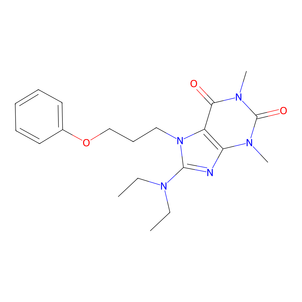 8-(diethylamino)-1,3-dimethyl-7-(3-phenoxypropyl)-1H-purine-2,6(3H,7H)-dione molecular structure, CAS 1105244-74-3
