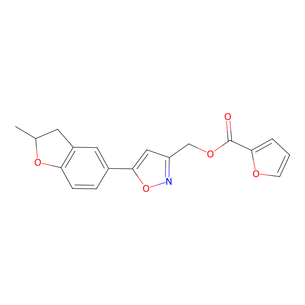 (5-(2-Methyl-2,3-dihydrobenzofuran-5-yl)isoxazol-3-yl)methyl furan-2-carboxylate molecular structure, CAS 1105244-78-7